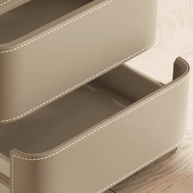 Modish Nightstand With Drawer Organization Featuring 2 Drawers and Pleather Countertop thumbnail 13