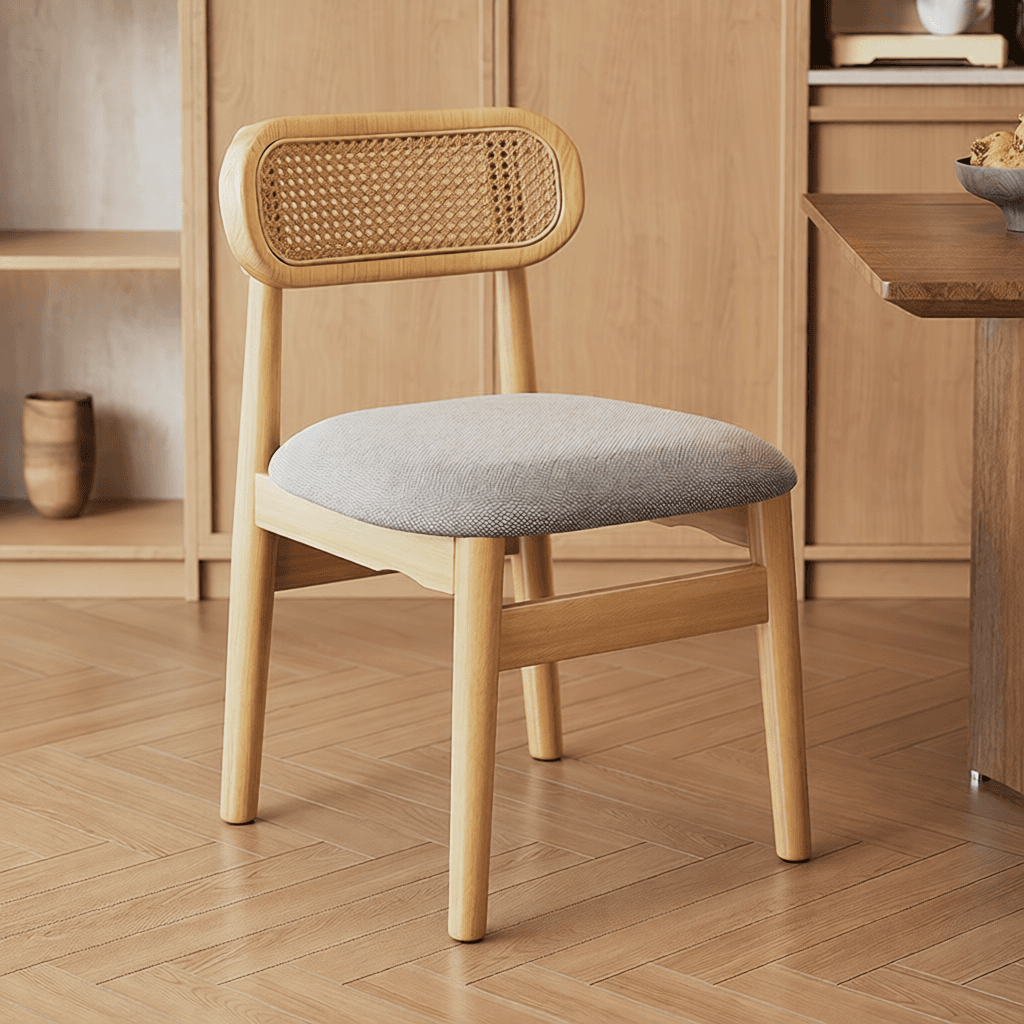 Simple Drawing Room Side Chair with Exposed Back, Upholstered Seat, and Wooden Legs thumbnail 3
