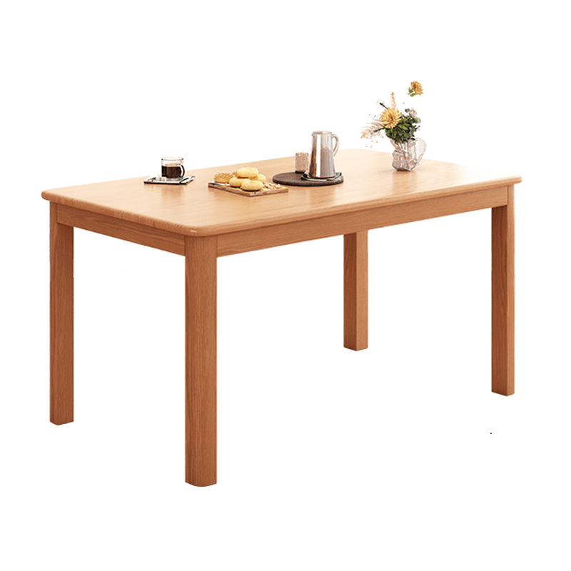 Minimalist Rectangular Dining Table Set with 4 Legs and Natural Wood Top, Featuring Back Seat thumbnail 2