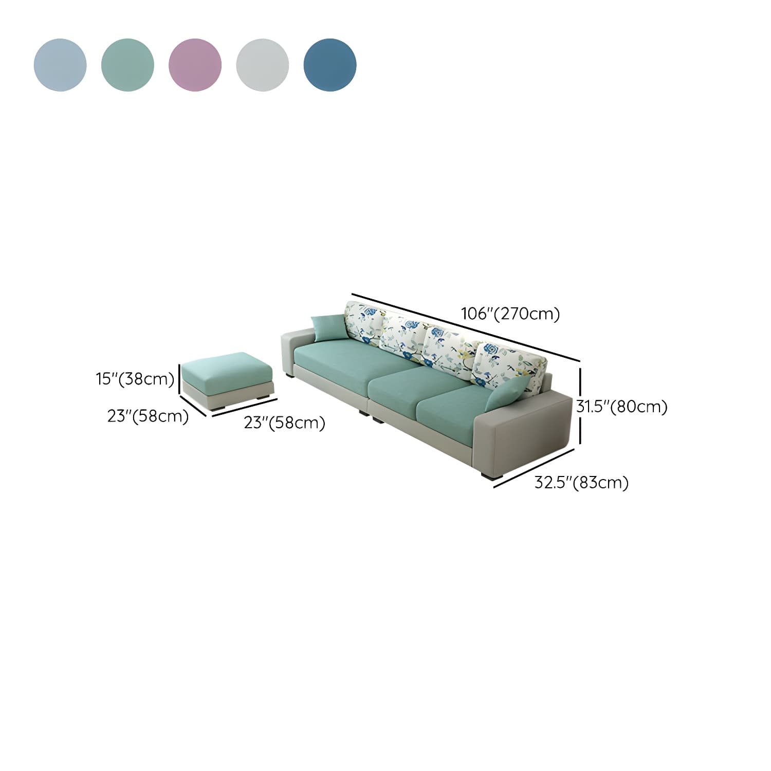Scandinavian Wood Frame Straight Sofa with Cushion Back and Slipcover in 3 Piece Set thumbnail 30