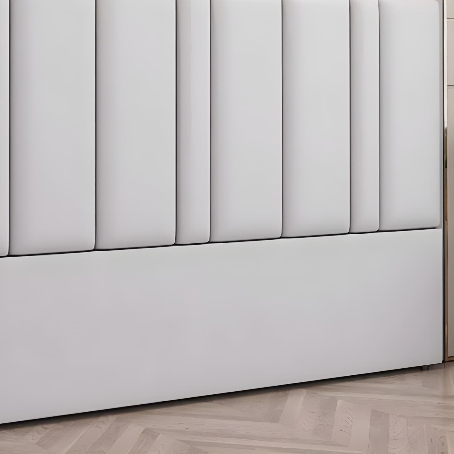 Stylish Upholstered Panel Headboard with Wood Legs and Modern Rectangular Design thumbnail 10