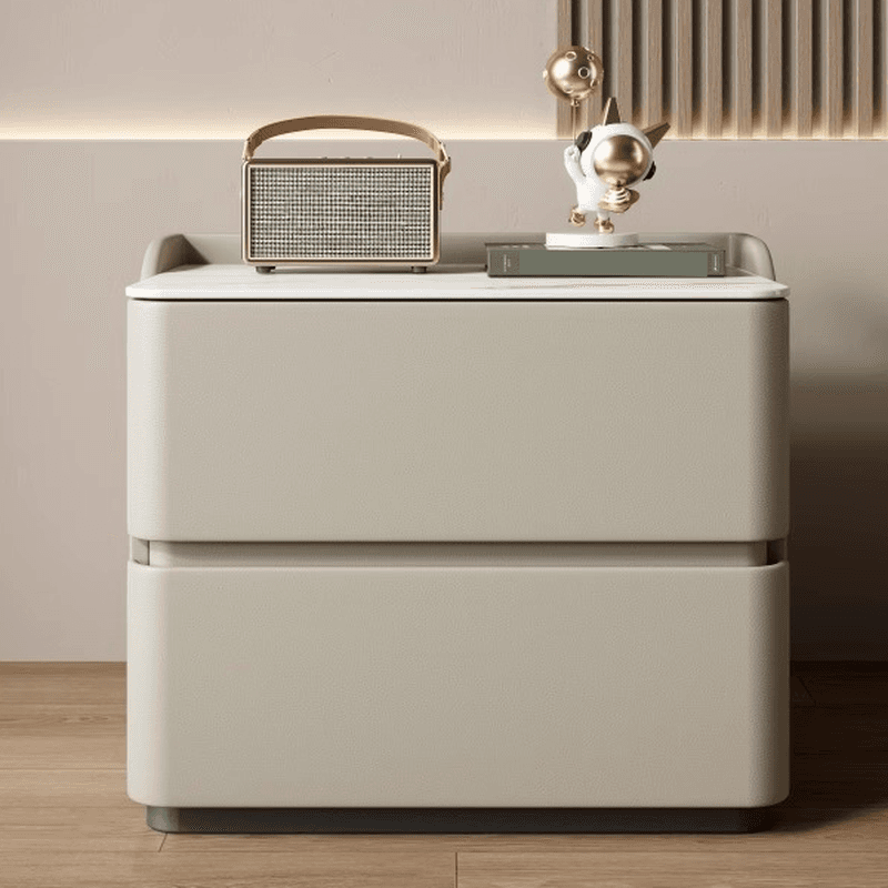 Minimalist 2 Tiers Drawer Storage Bedside Table with Faux Marble Top thumbnail 13