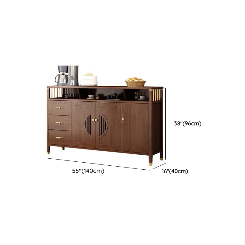 Espresso Standard/Wide/Narrow Timber Sideboard with 4 Doors/3 Doors/2 Doors, Adaptable Shelf and Pantry Hutch, 3 Drawers/6 Drawers/2 Drawers Included/Not Included thumbnail 19