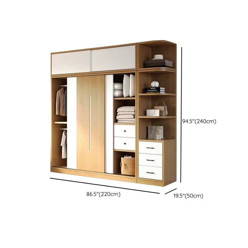 Natural Color Minimalist Cabinet Armoire with Soft Close Drawer, Soft Close Door & Interior Shelves thumbnail 31