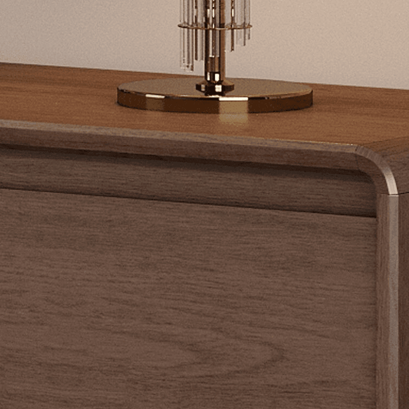 Mid-Century Modern Natural Wood TV Stand with Shelf, 2-Drawer, Hutch, and Cable Management thumbnail 7