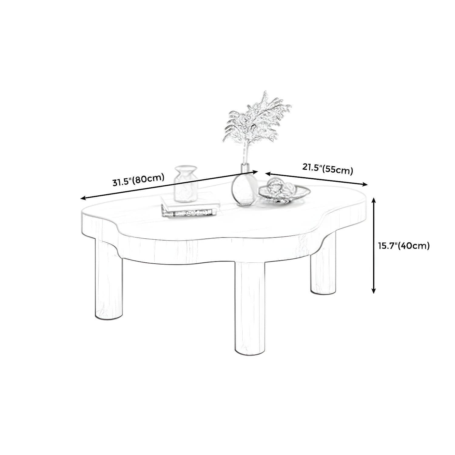 Contemporary 3 Legs Coffee Table Wood Cloud Shaped Cocktail Table thumbnail 15