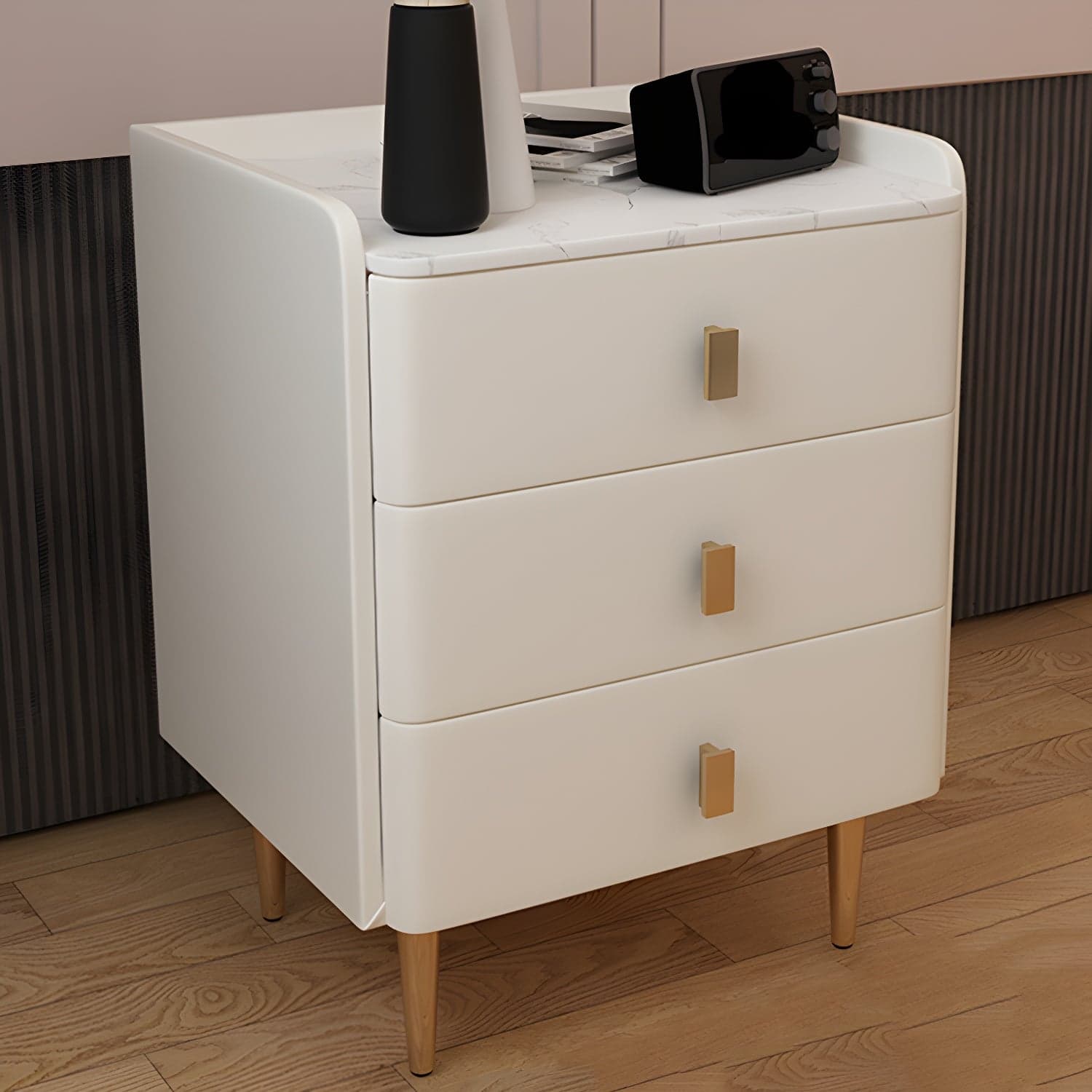 Glam Drawers Included Accent Table Nightstand 22.5" Tall with Legs thumbnail 9