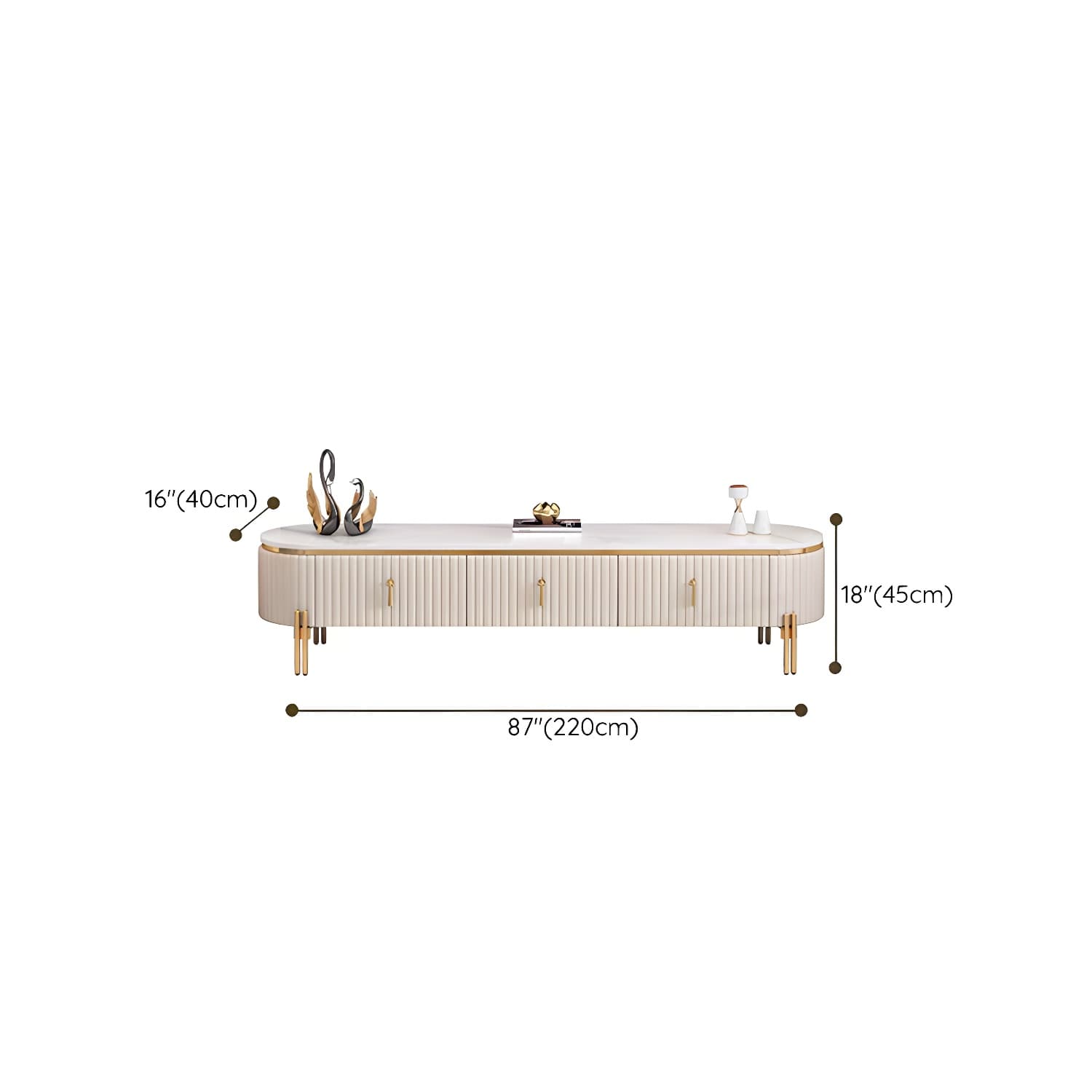 White TV Cabinet Modern Style TV Stand with Storage for Living Room thumbnail 13