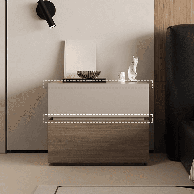 Organic Modern Nightstand With Drawer Organization Featuring 2 Drawers and Real Wood Countertop thumbnail 9