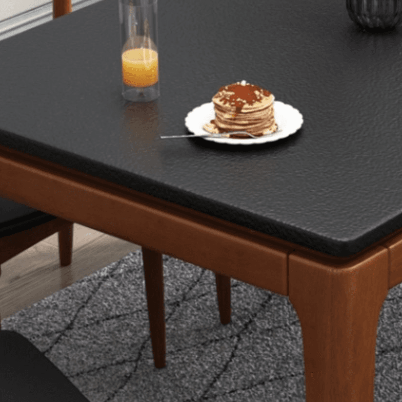 Scandinavian Rectangular Sintered Stone Dining Table Set with Four Legs Fixed Table for 4/2 People in Ink/Chalk thumbnail 6