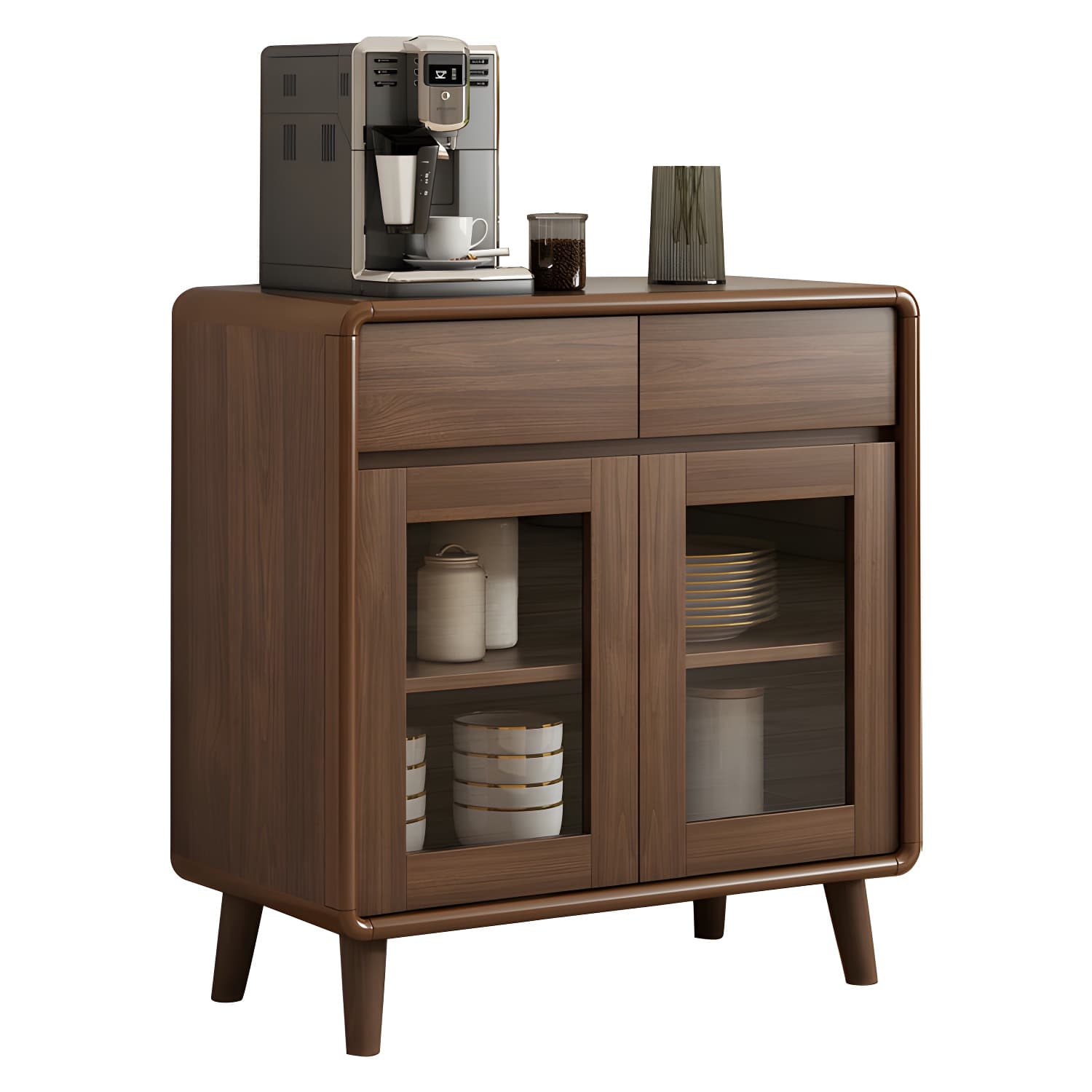 Modern Brown Wood Sideboard with Cabinets and Drawers - Stylish and Functional Buffet for Storage thumbnail 5