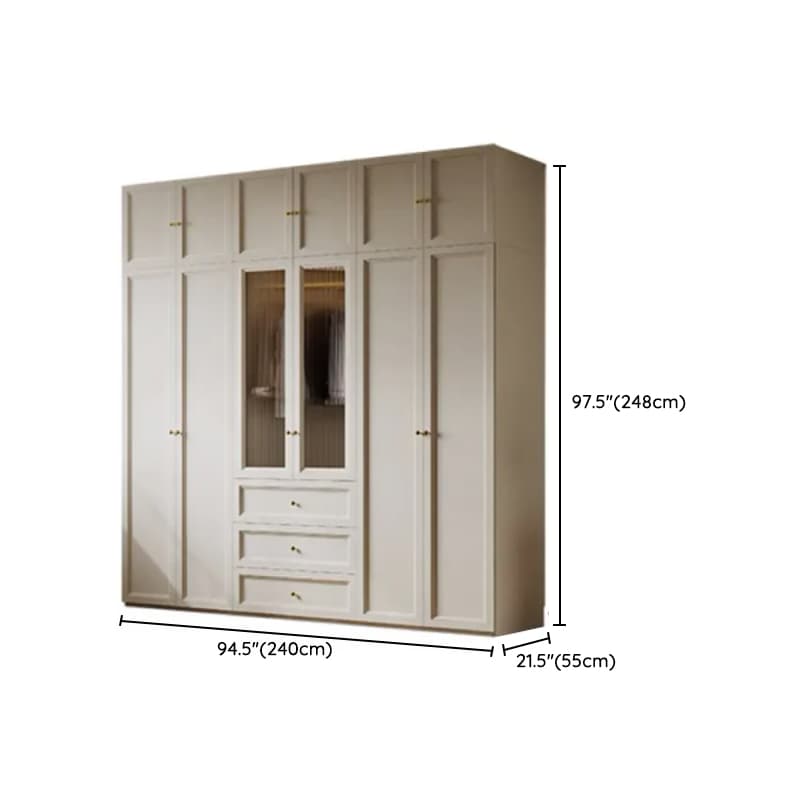 Chalk Modish Self-supporting Cabinet Armoire with Soft Close Drawer, Soft Close Door, and Hinged Hanging Rod thumbnail 26