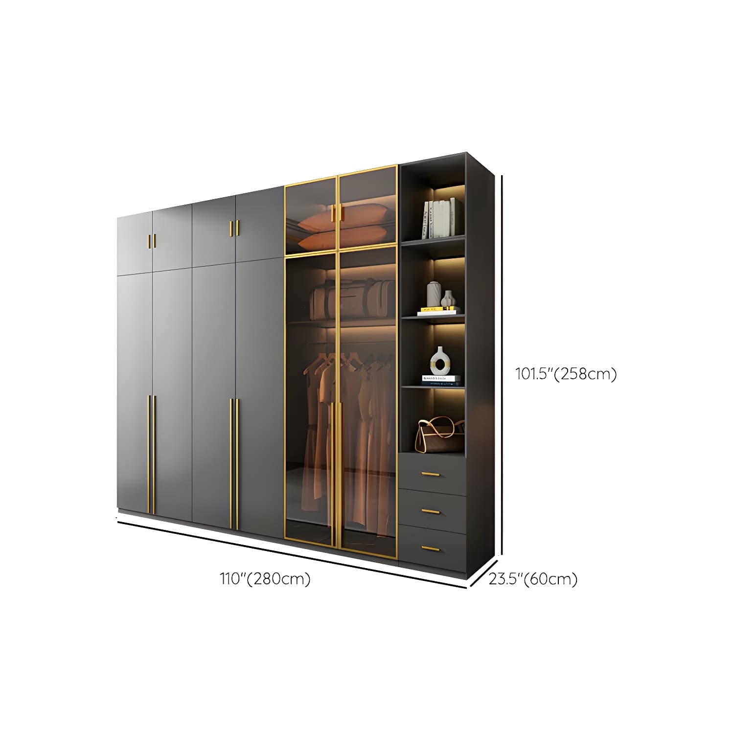 Modern Glass Wardrobe Wardrobe Armoire Wardrobe Cabinet for Home thumbnail 36