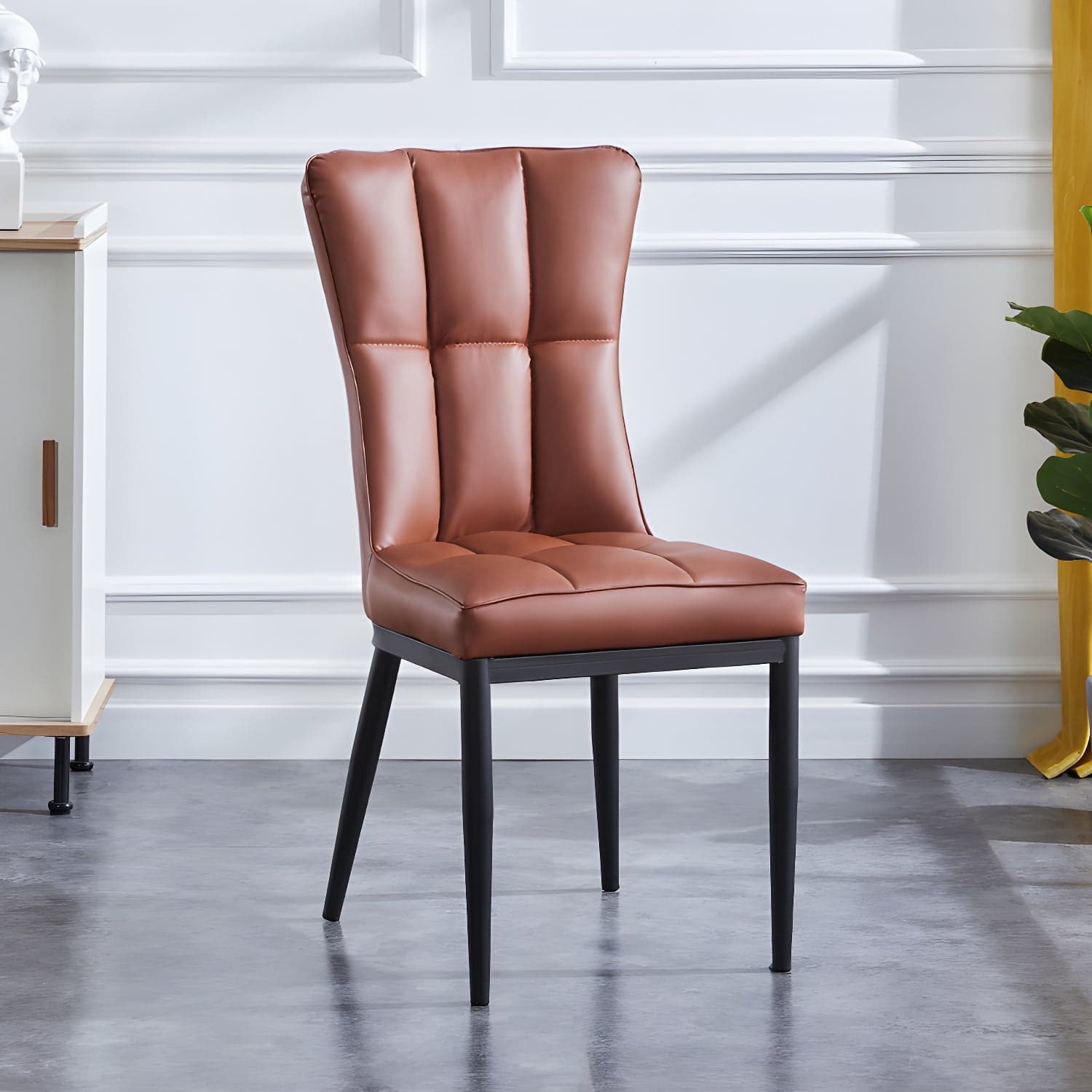 Upholstered Armless Dining Chairs Solid Back Side Chairs with Metal Legs thumbnail 4