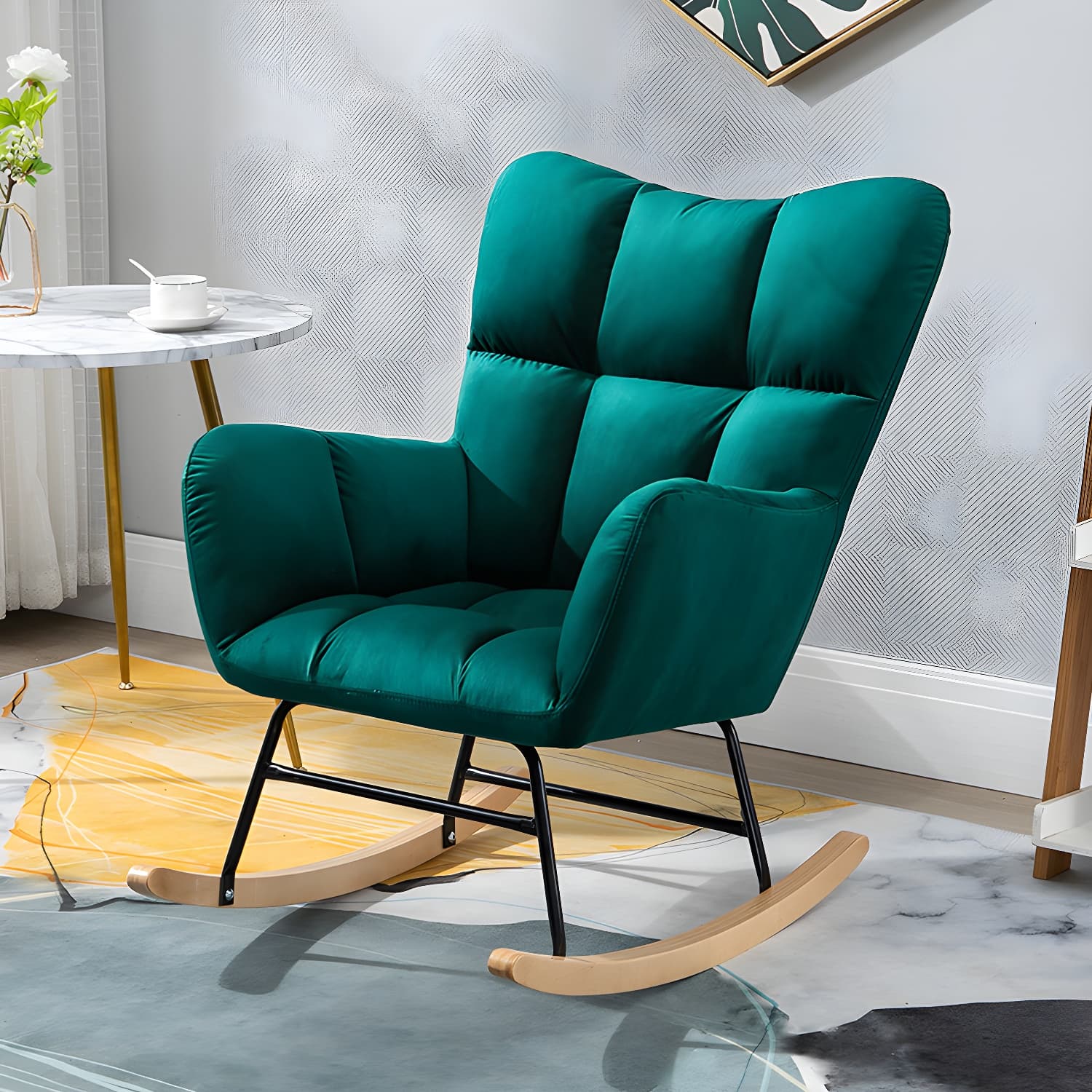 Simple Nordic Style Rocking Chair Balcony Lounge Recliner Sofa Rocking Chair thumbnail 4