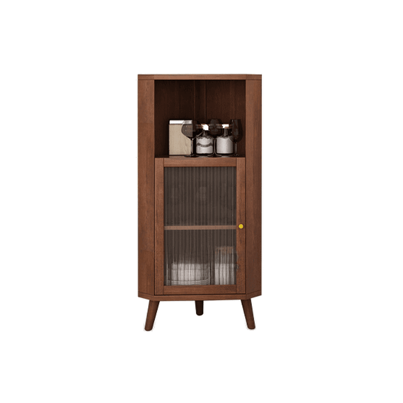 Standalone Corner Beech Midnight Black/Auburn Utility Storage Cabinet with Flexible Shelf, Glazed Door & 2 Cabinets/1 Cabinet thumbnail 2
