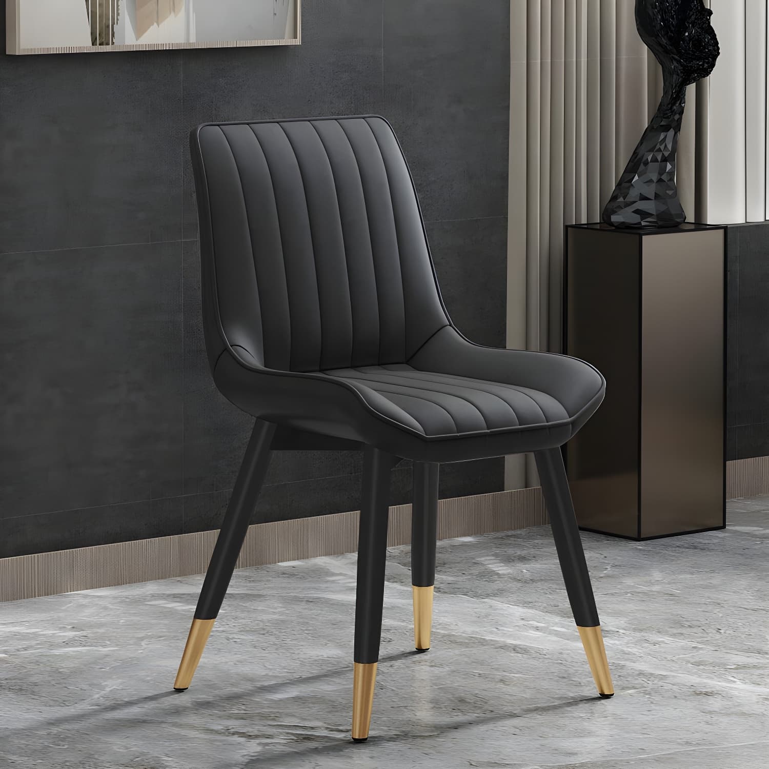 Glam Faux Leather Dining Chair Parsons Chair in Matte Finish for Home thumbnail 9