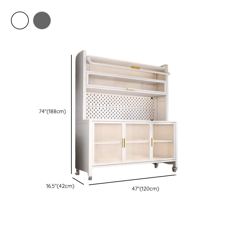 Narrow Steel Countertop Sideboard with Wheels, Cupboard, Changeable Shelf, and 3/4 Doors thumbnail 19