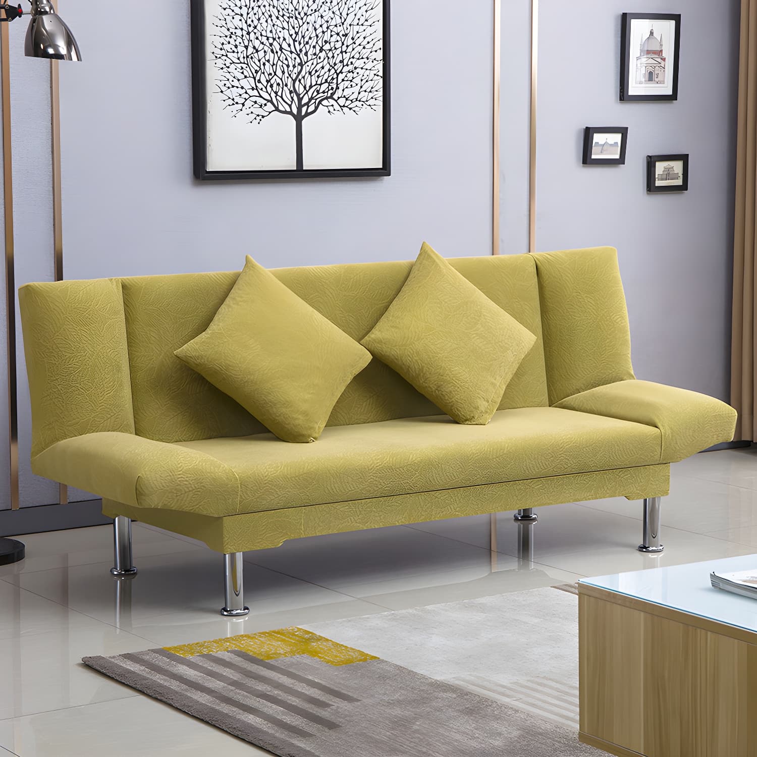 Silver Transitional Modern Tight Back Sofa Bed 29.53"High Armless Sofa Bed thumbnail 18
