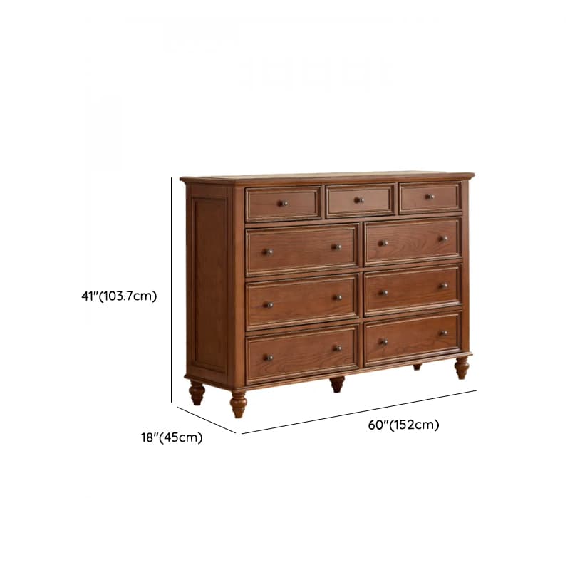 Cocoa Retro Ash Wood Double Dresser/Lingerie Chest/Bachelor Chest with 9/7/8 Drawers in Horizontal/Vertical Orientation thumbnail 22