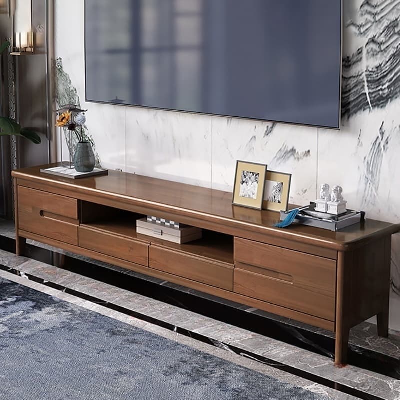 Scandinavian TV Stand with Low Height & Wood Material & 2 Drawers thumbnail 2