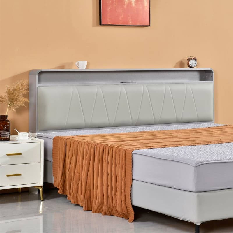 Minimalist Free-standing Standard Full(54"W x 75"L)/Twin(38"W x 75"L) Panel No Distressing with Shelves Included and Illuminating in Lumber thumbnail 2