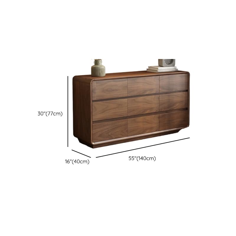 Cocoa Simplistic Natural Wood Double Dresser with 6/9/5 Drawers in Horizontal/Vertical Orientation thumbnail 15