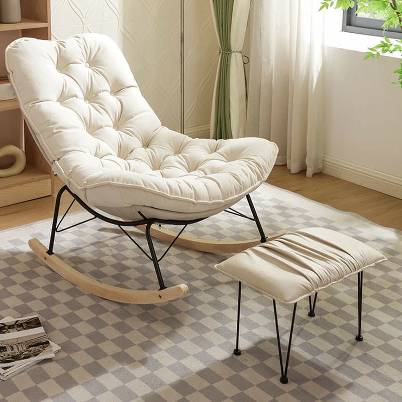 Upholstered Rocking Chair with Wood Legs - Armless Design, Resistant to Scratches and Stains thumbnail 9