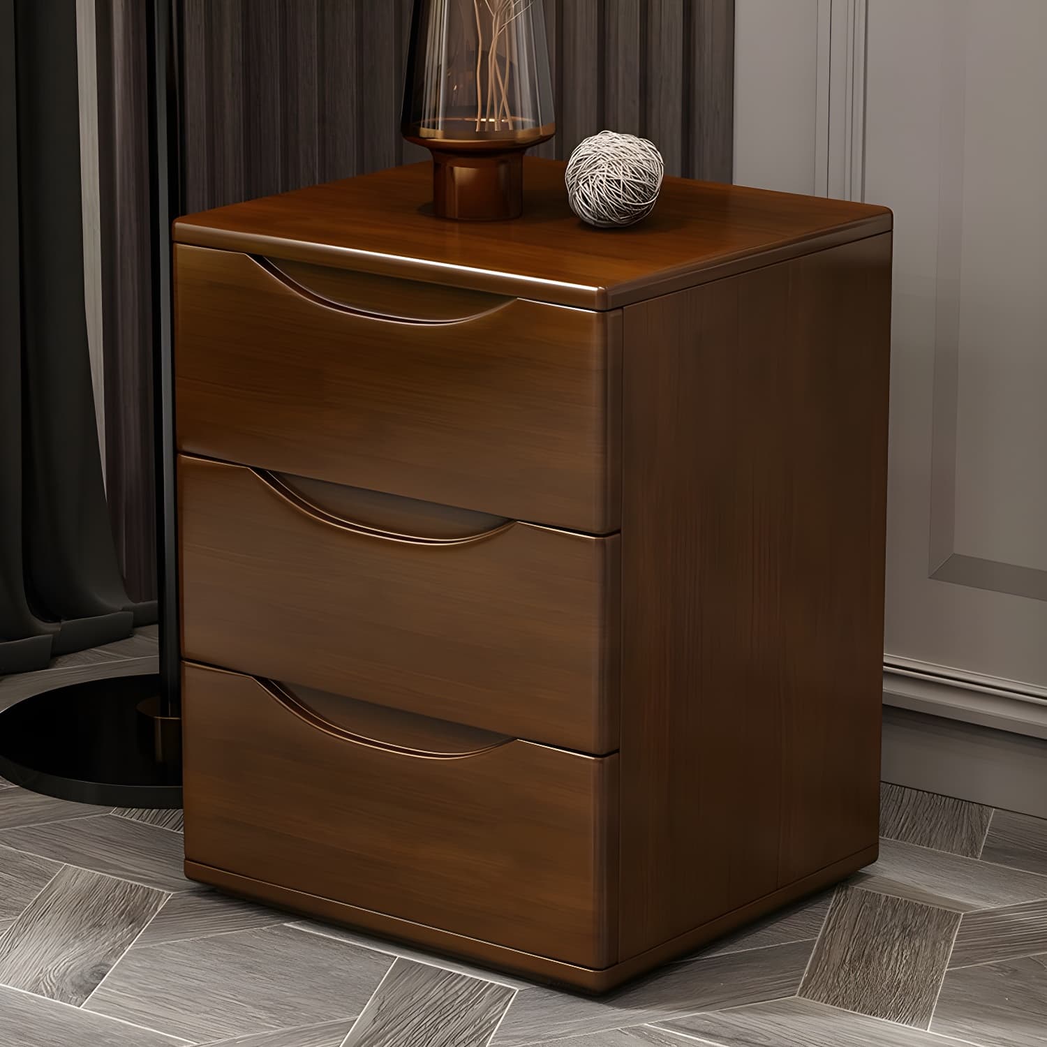 3 Drawers Contemporary Accent Table Nightstand Antique Finish Nightstand thumbnail 8