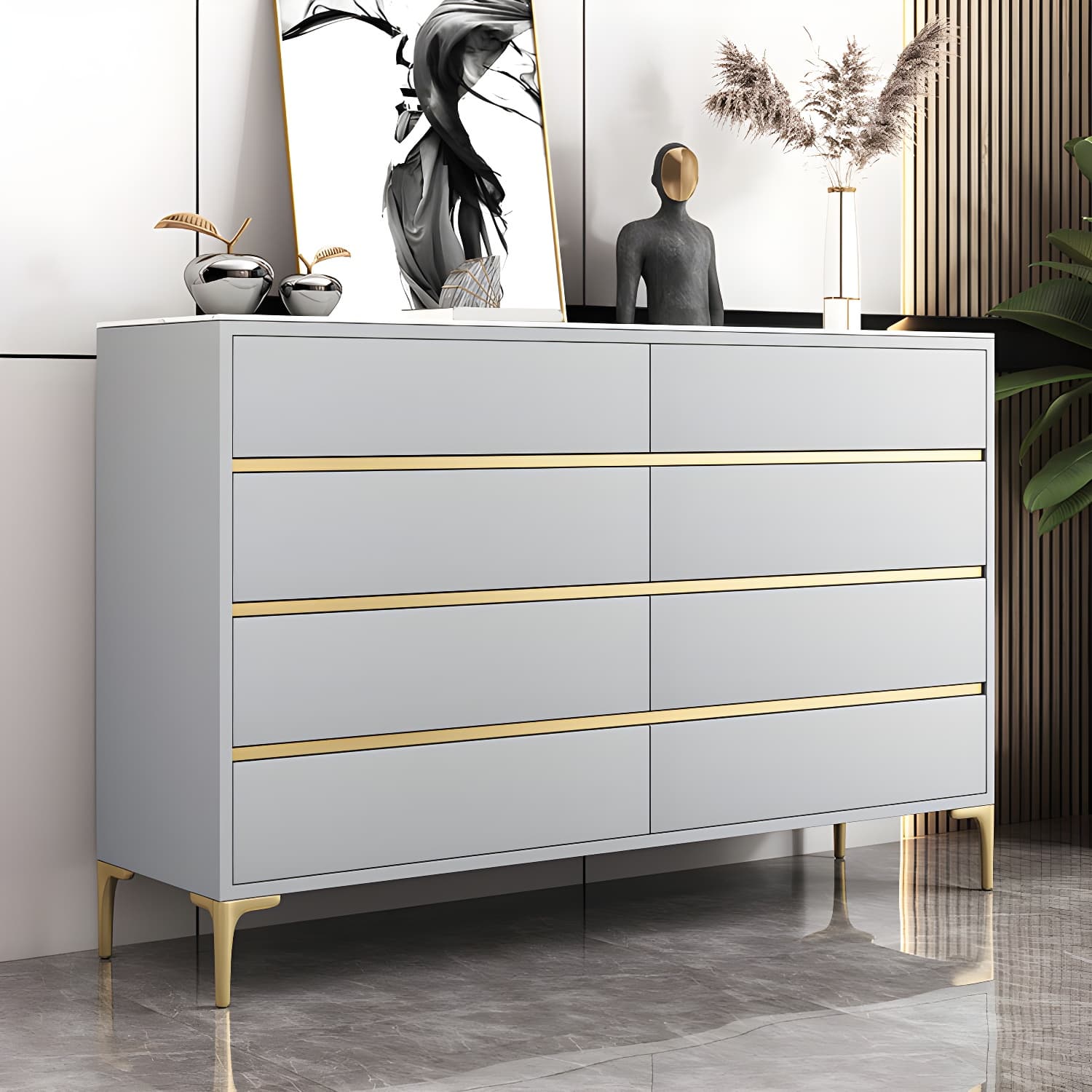 Glam Vertical Stone Storage Chest Bedroom Chest with 8 Drawers - image 17