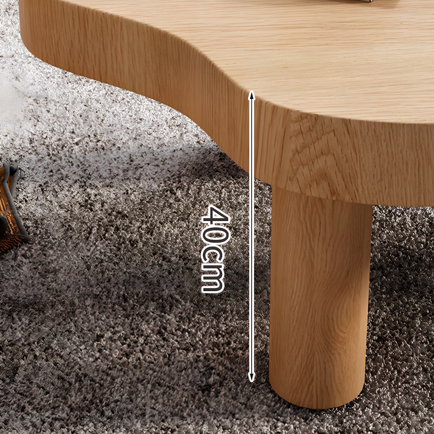 Contemporary 3 Legs Coffee Table Wood Cloud Shaped Cocktail Table thumbnail 9
