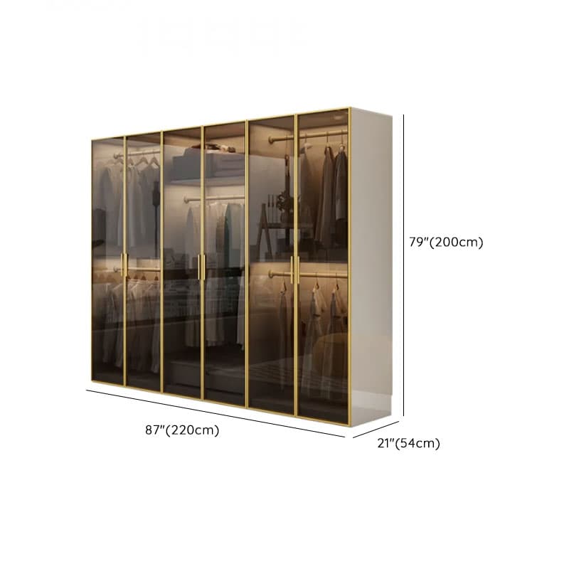 White Trendy Reclaimed Wood Almirah with Soft Close Drawer, Interior Shelves, and Hanging Rod thumbnail 16