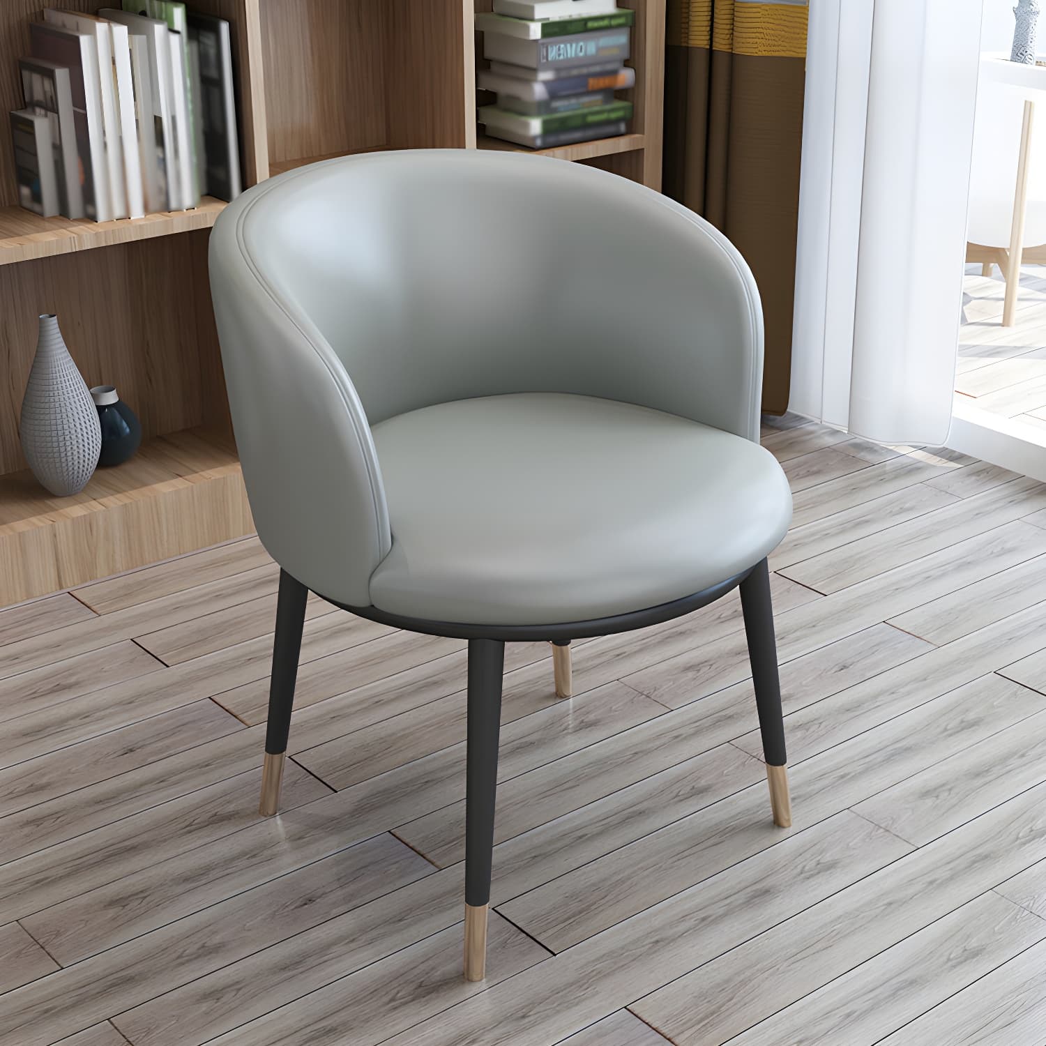 Faux Leather Contemporary Dining Chair with 4 Legs Matte Finish Solid Back Chair thumbnail 18