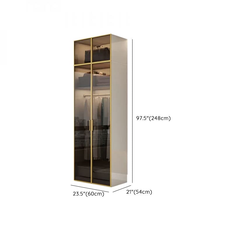 White Trendy Reclaimed Wood Almirah with Soft Close Drawer, Interior Shelves, and Hanging Rod thumbnail 21