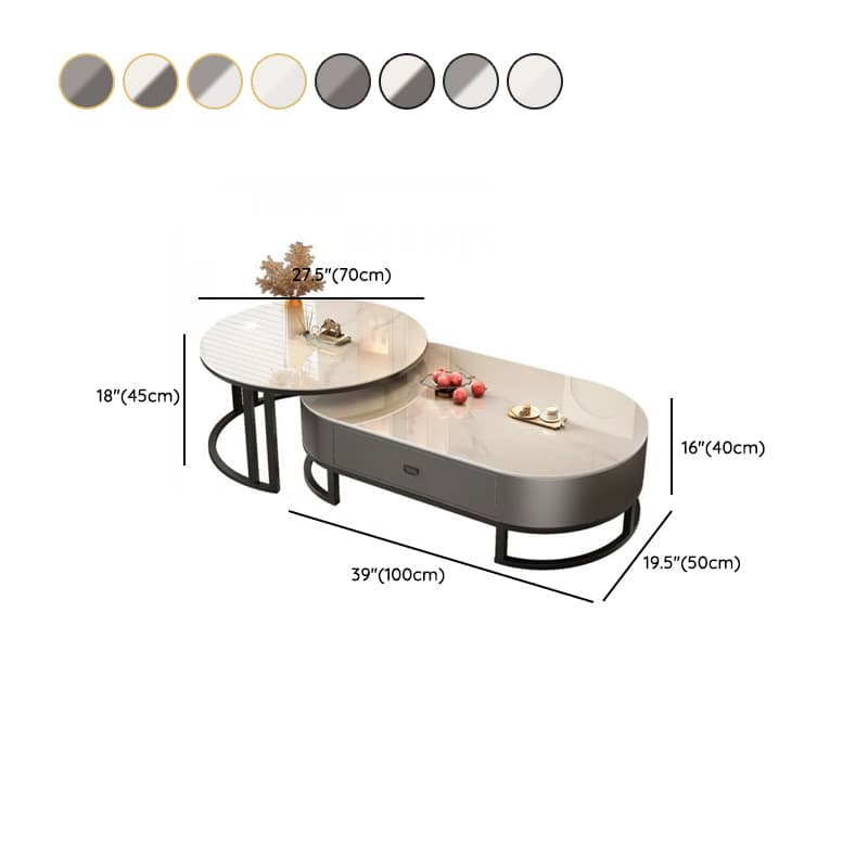 Modern Nesting Accent Table Set with Structure Base and Oblong Top thumbnail 14