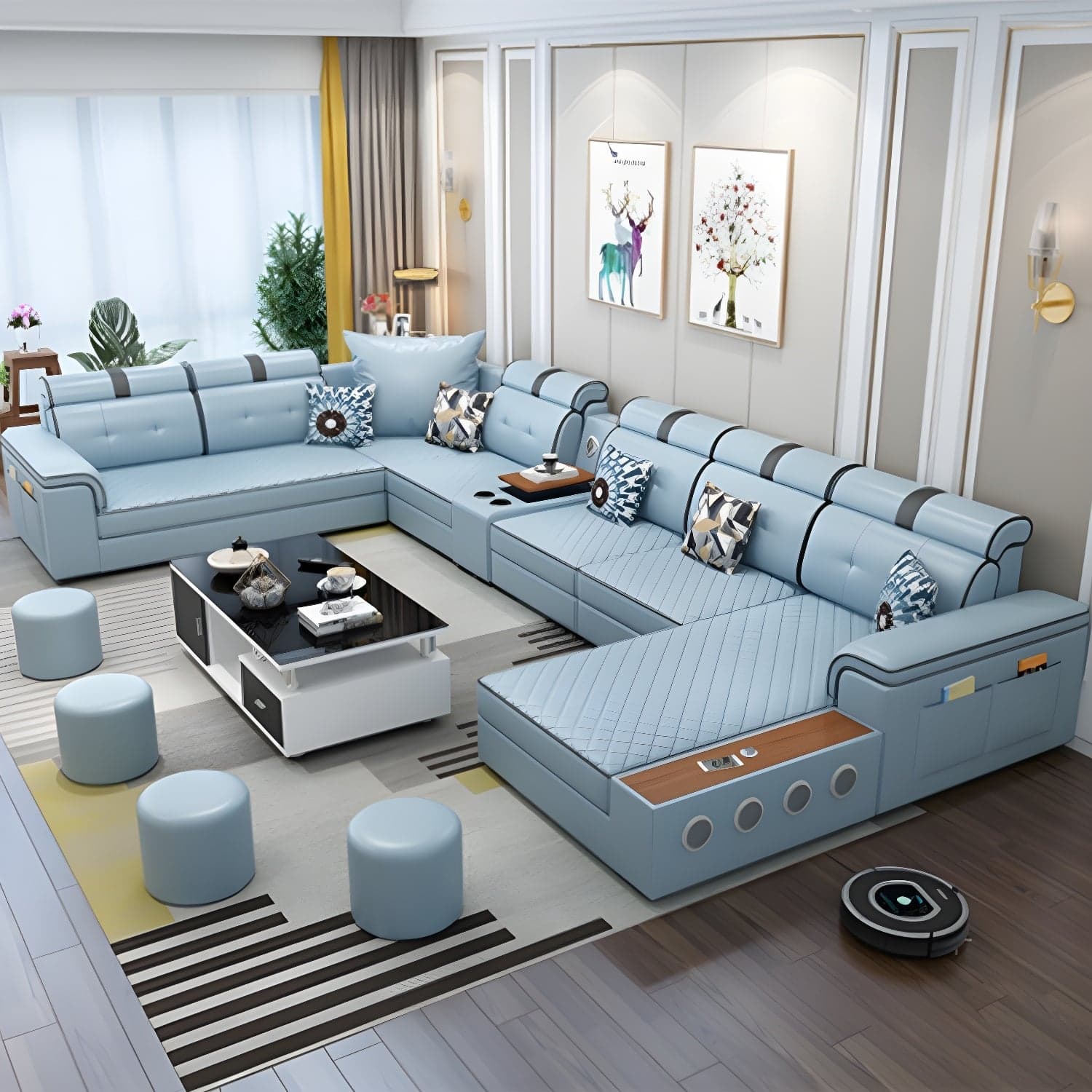 Modern Faux Leather Sofa Stain-Resistant Pillow Top Arm Furniture Sectionals thumbnail 3
