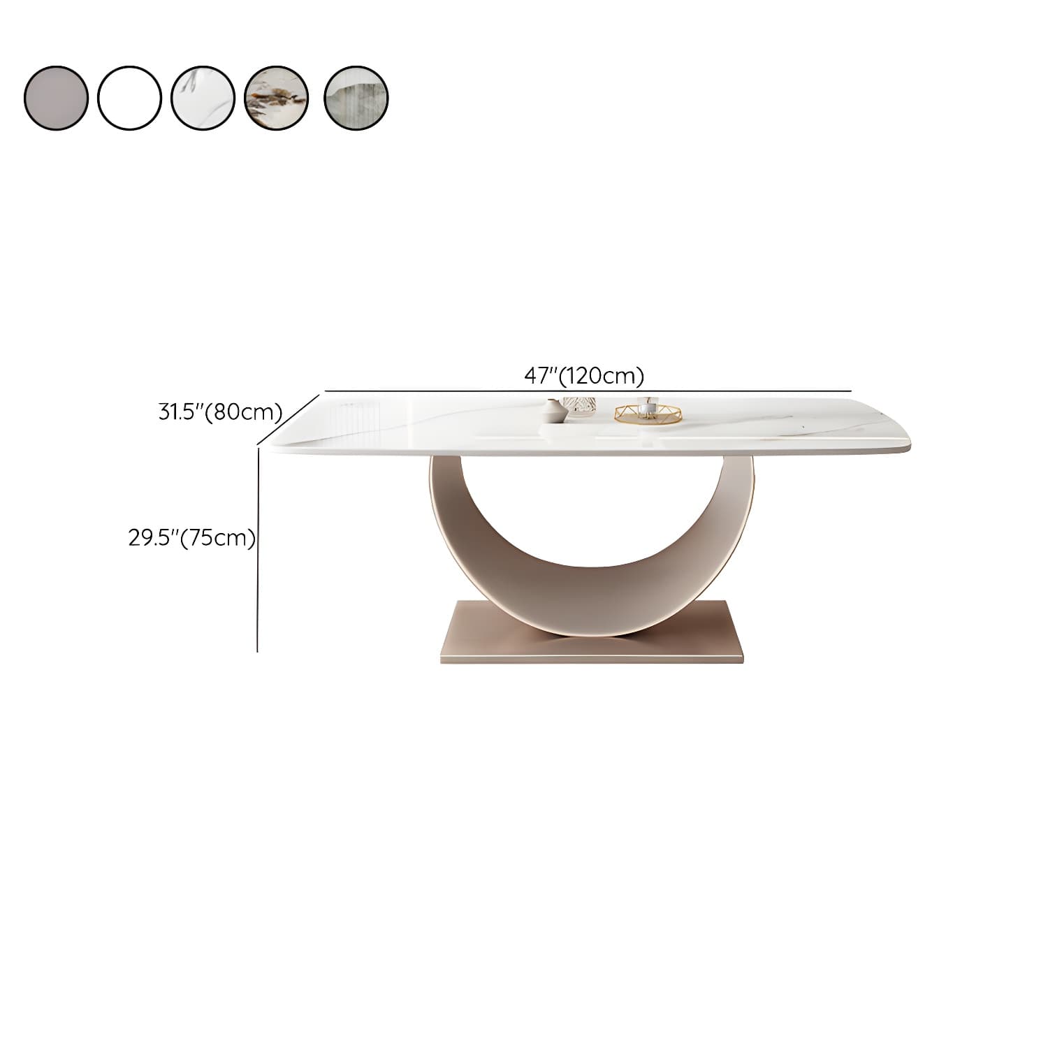 Contemporary Stone Top Dining Table with Metal Pedestal Base thumbnail 11