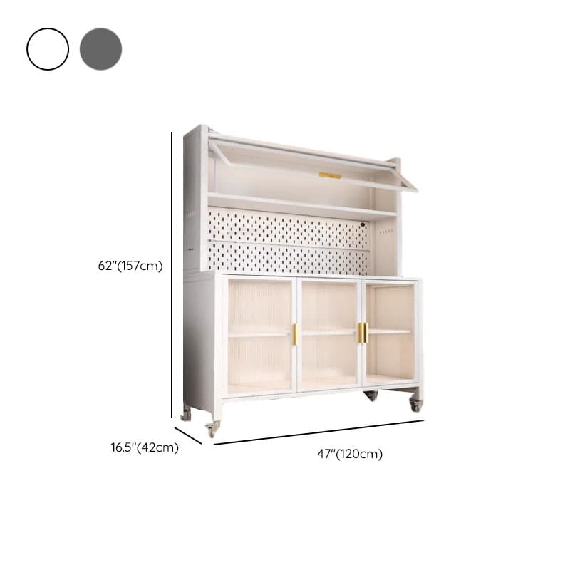Narrow Steel Countertop Sideboard with Wheels, Cupboard, Changeable Shelf, and 3/4 Doors thumbnail 13