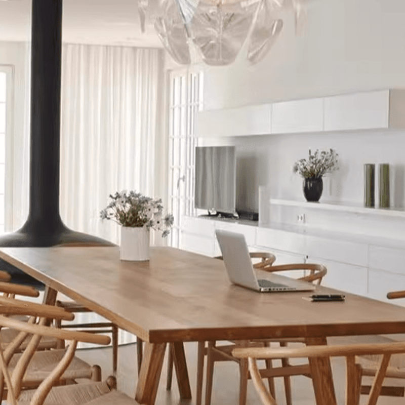 Nordic Style Solid Wood Dining Table Set in Unfinished Color thumbnail 7