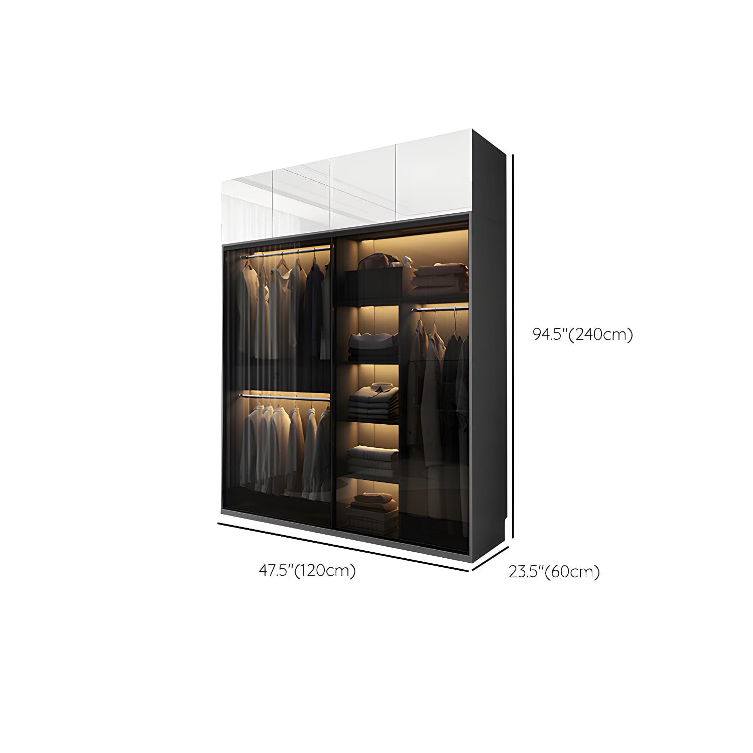 Glass and Wood Wardrobe Armoire Contemporary Wardrobe Cabinet thumbnail 14