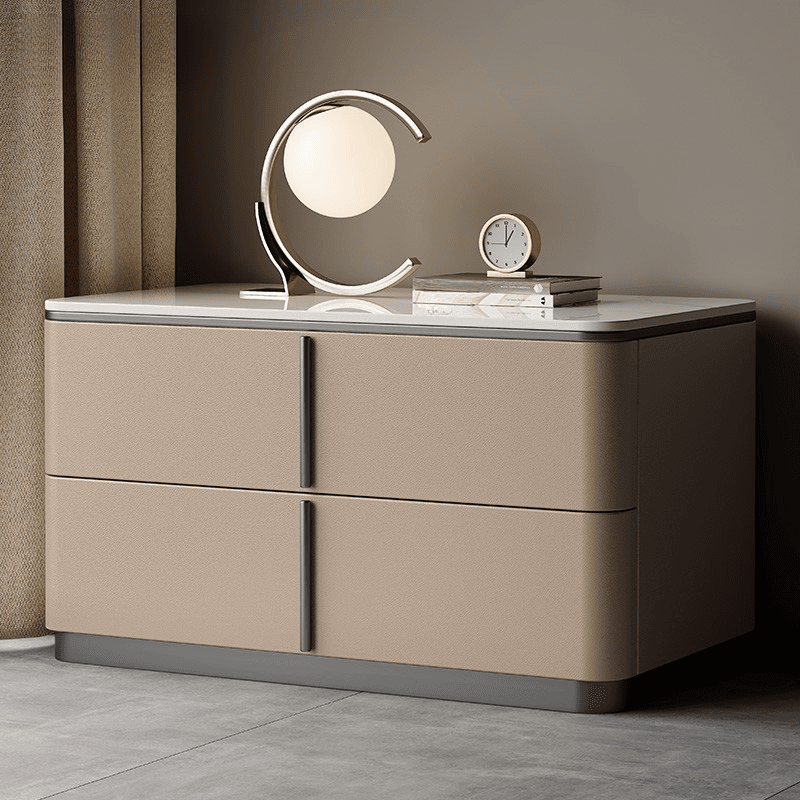 Modish Drawer Storage Bedside Table with 2 Drawers and Sintered Stone Countertop thumbnail 8