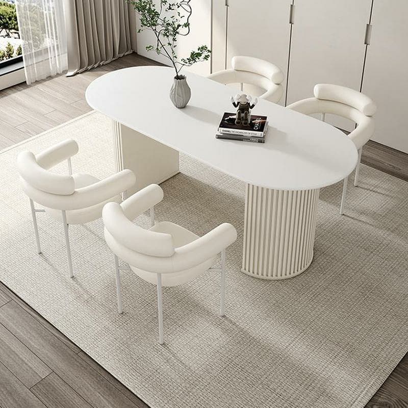 Contemporary Stone Top Oval Dining Table with Metal Legs for Dining Room thumbnail 9