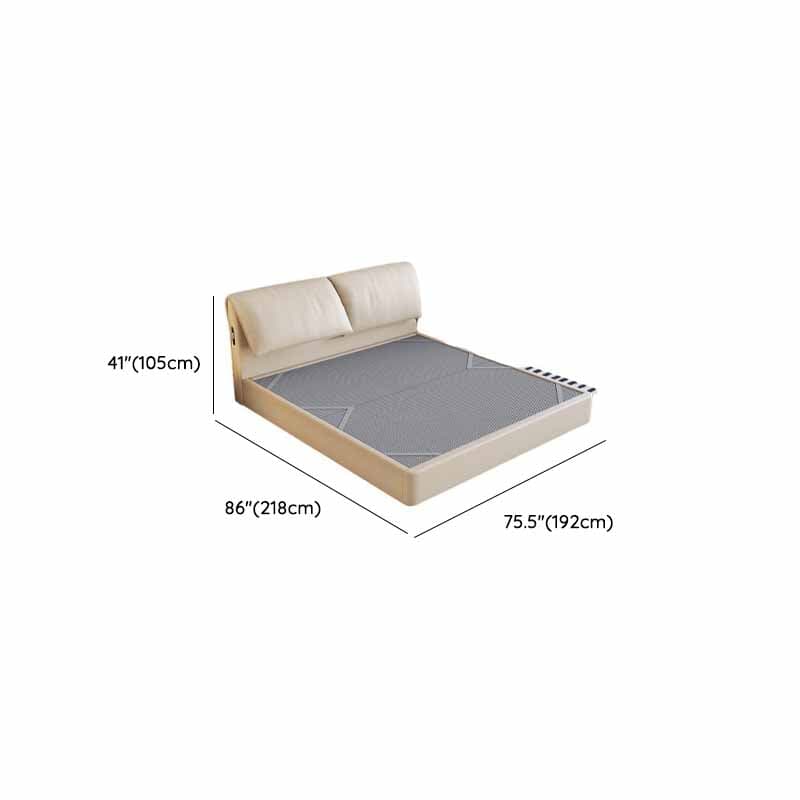 Beige Solid Color Storage Bed with 3 Storage Boxes, Sponge Upholstery, and Illumination Light thumbnail 17