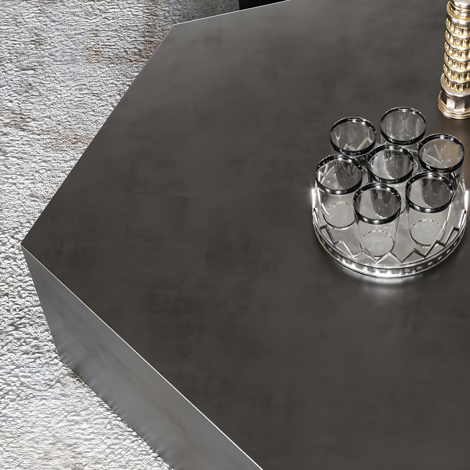 Abstract Shape Base Design Stainless Steel Hussey/bronze Free Shape Coffee Table thumbnail 6