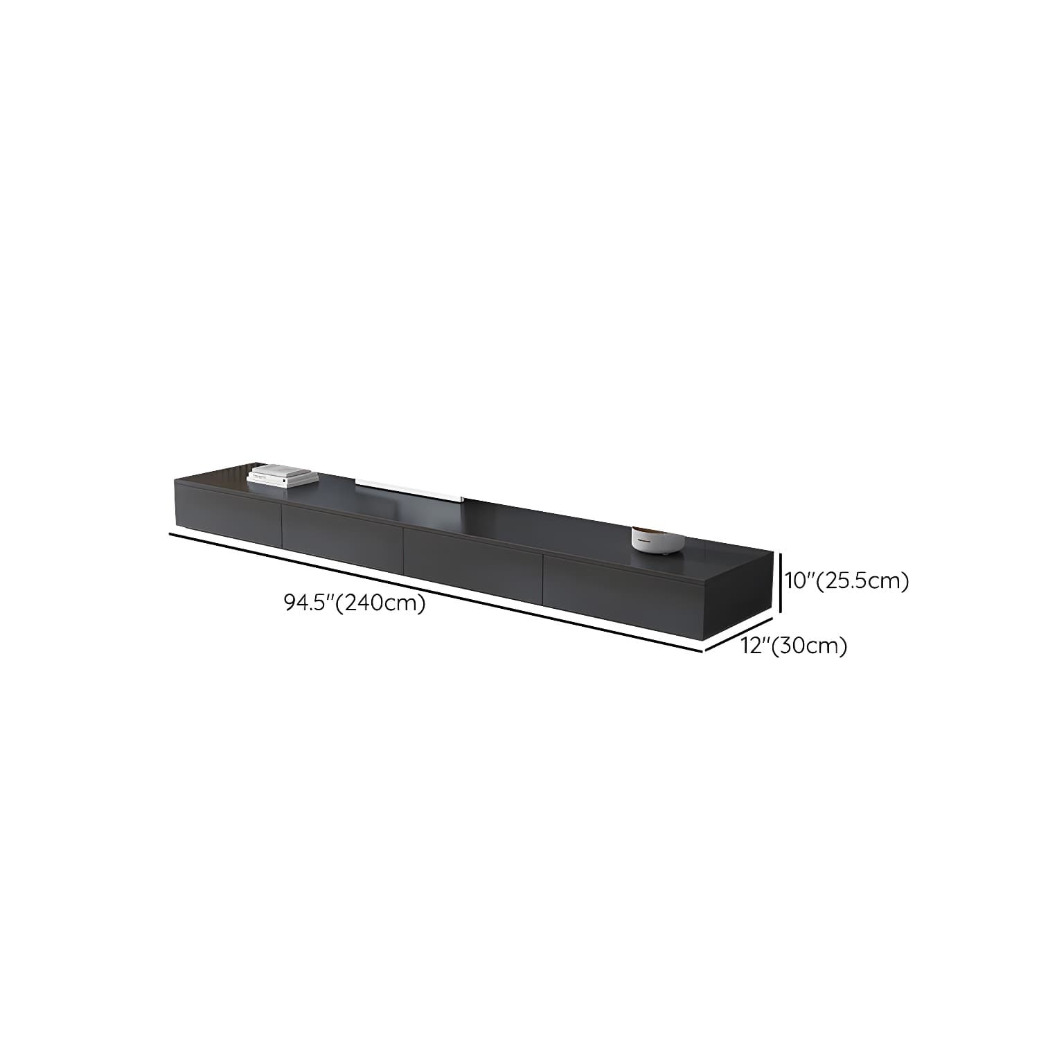 Black Modern TV Stand with Low Height and Drawers for Organized Cable Management & No Open Storage thumbnail 19