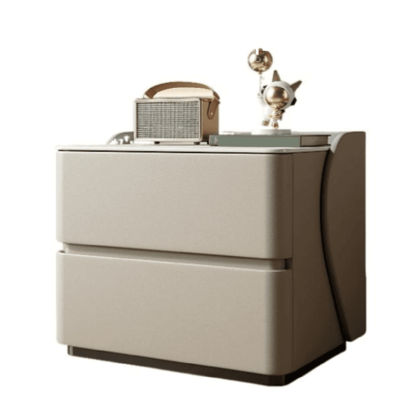 Minimalist 2 Tiers Drawer Storage Bedside Table with Faux Marble Top thumbnail 16