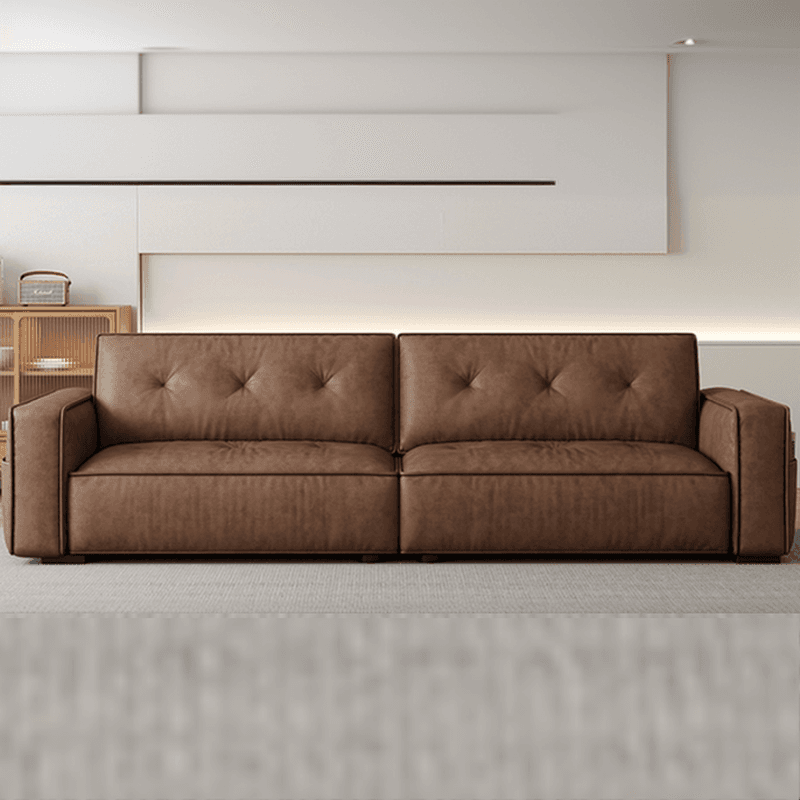 Mocha Pu Leather Convertible Sofa with Armrest for Drawing Room thumbnail 3