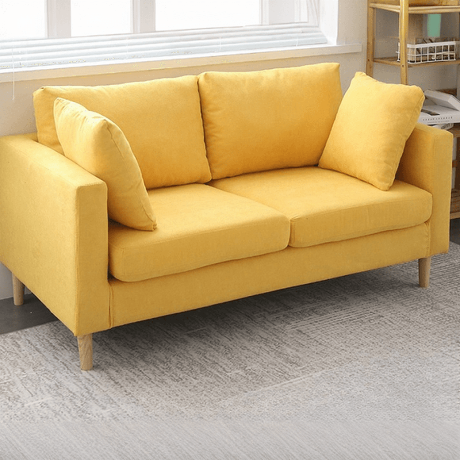 Cream/Dove Grey/Cerulean Loveseat with Slipcover, Wide Pillow Back, Receptacle and 2 Pillows thumbnail 12