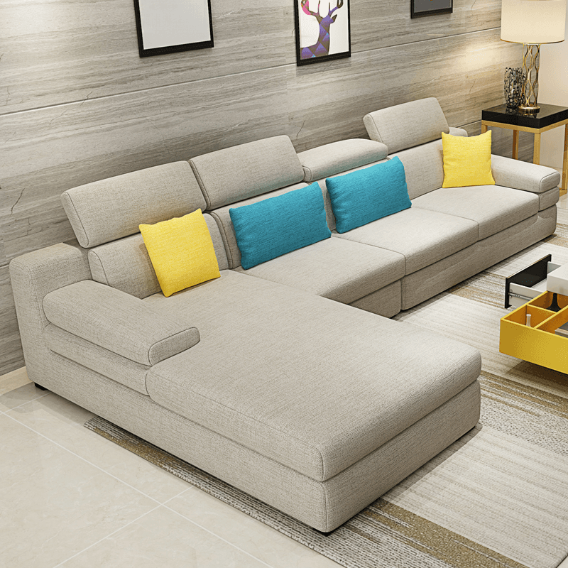 L-Shape Sofa Chaise with Left Hand Facing Orientation, Standard Foam Seat, Adjustable Headrest, and Concealed Support thumbnail 1
