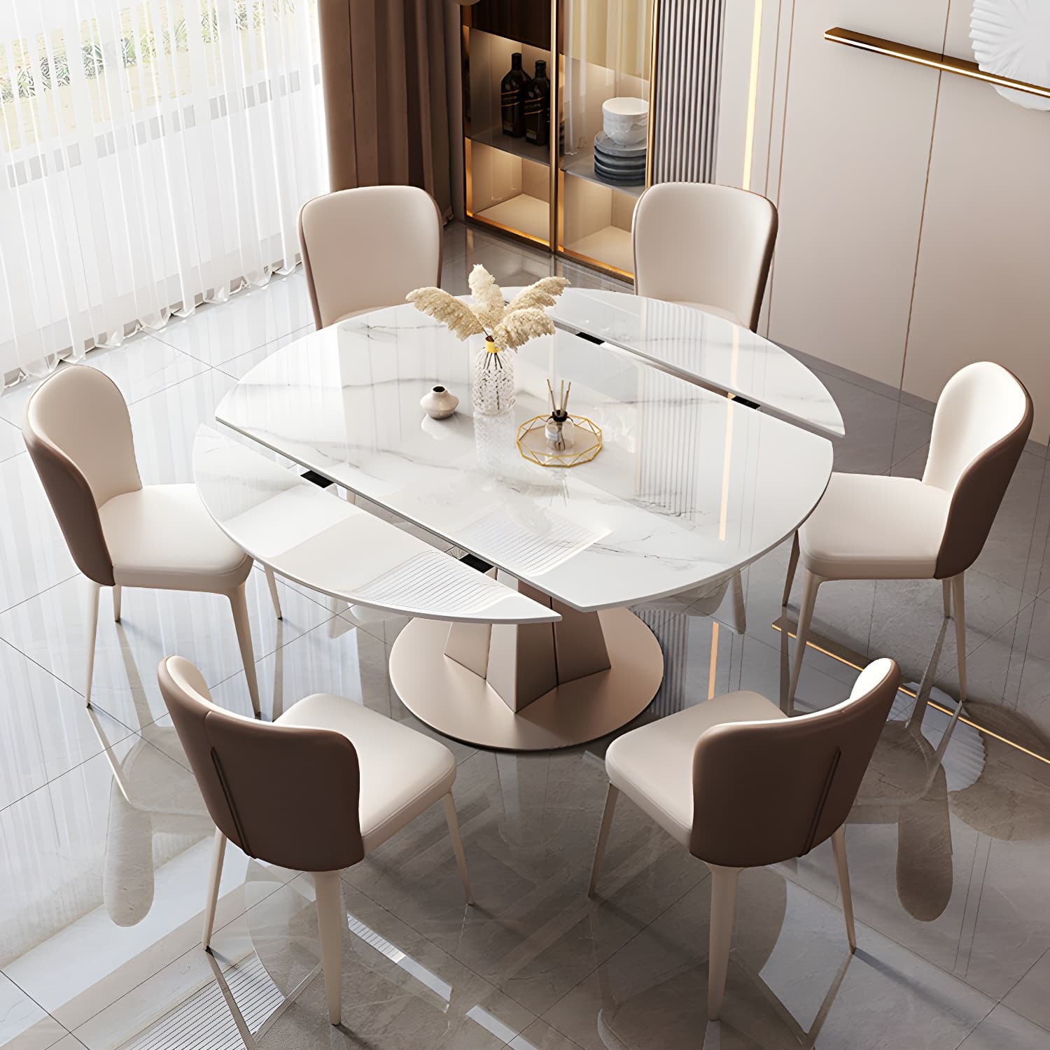 Contemporary 1/2/5/7 Pieces Dining Set Sintered Stone Dining Room Set for Small Space thumbnail 4